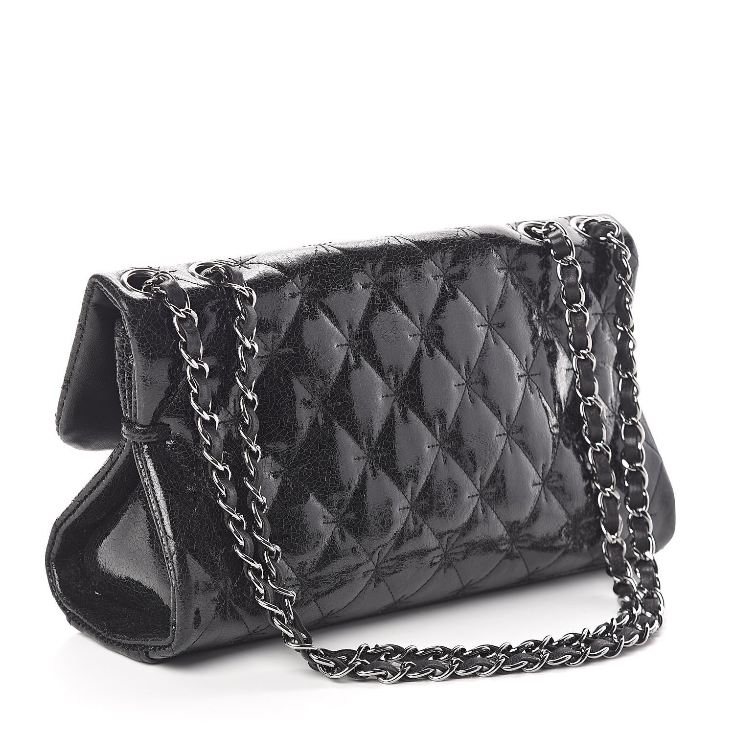 Chanel Glazed Crackled Calfskin Quilted Mademoiselle Flap Black 3 of 10