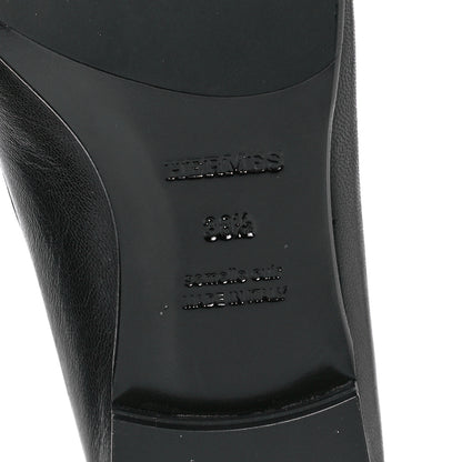Hermes Goatskin Womens Paris Loafers 38.5 Black 6 of 9