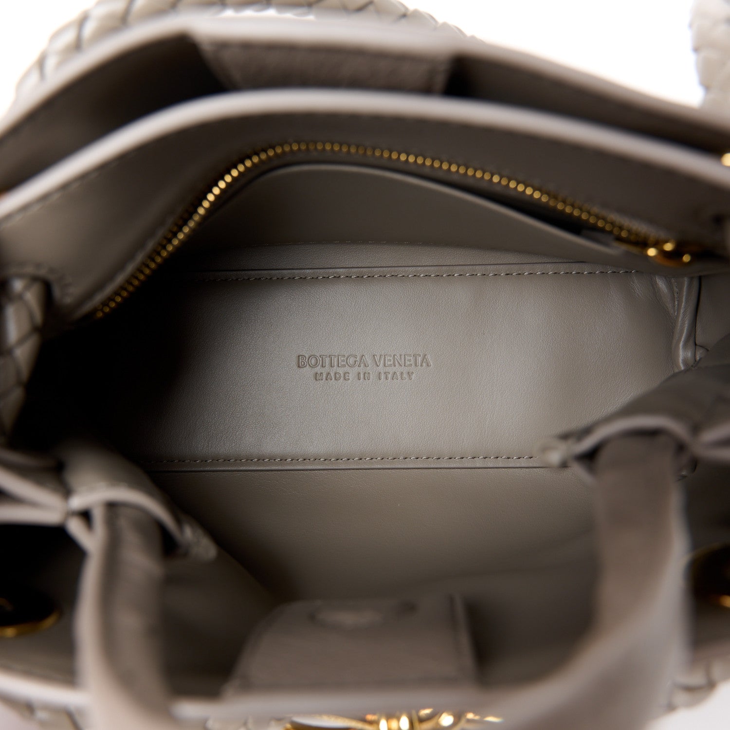 Bottega Veneta Ostrich Mini Andiamo Shoulder Bag Limestone 1752000