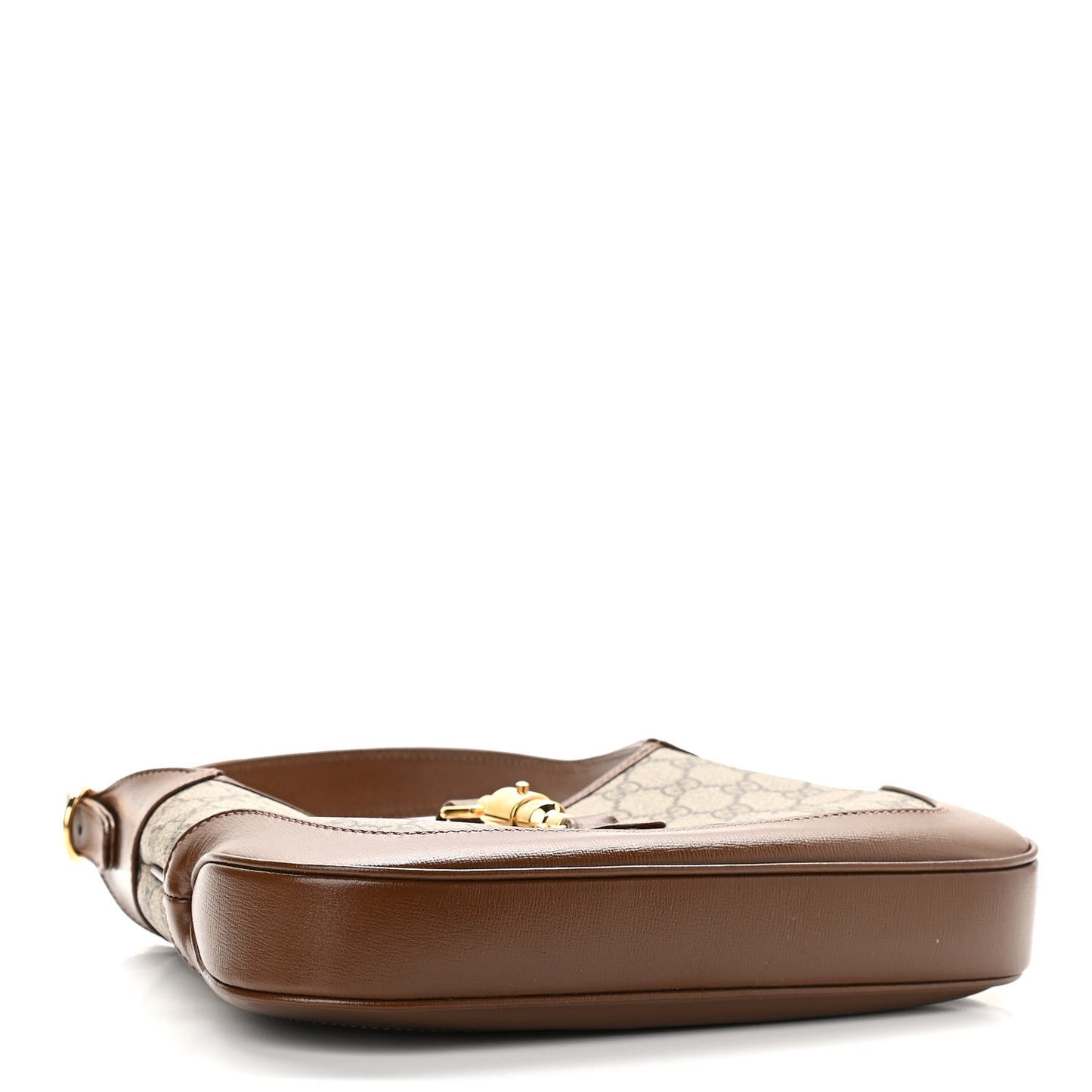 GG Supreme Monogram Azalea Calfskin Web Small Jackie 1961 Hobo Beige Ebony Brown Sugar