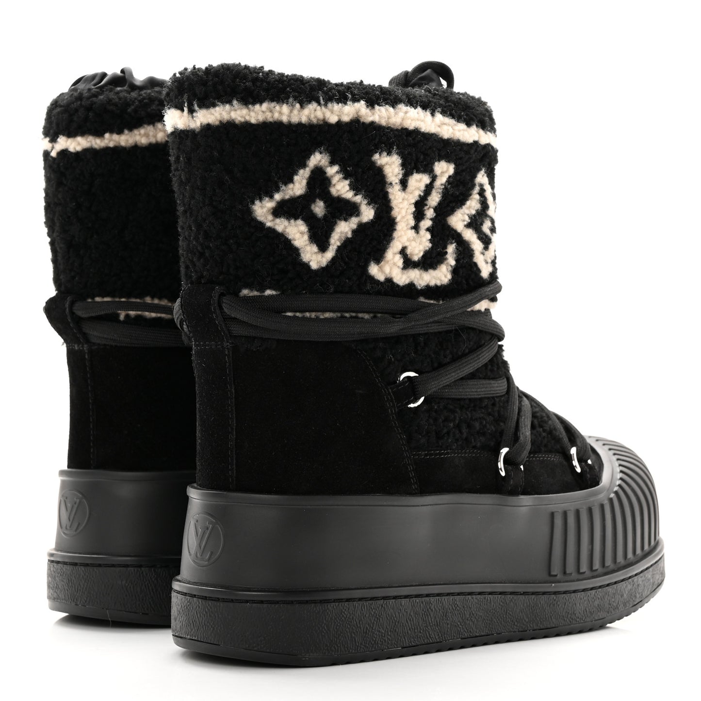 Suede Shearling Polar Flat Half Boots 37 Black