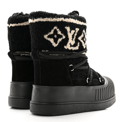 Louis Vuitton Suede Shearling Polar Flat Half Boots 37 Black 4 of 14