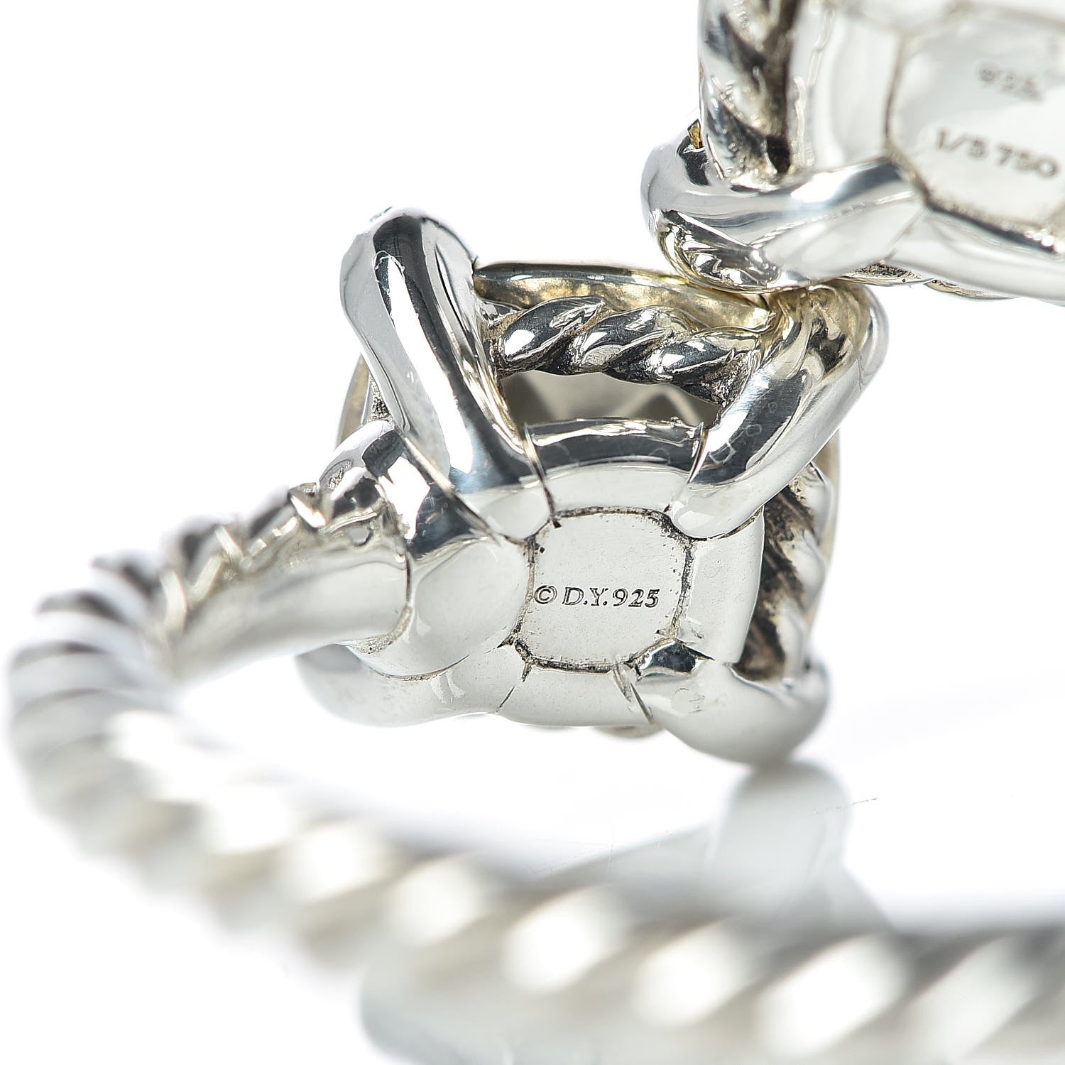 David Yurman Sterling Silver 18K Yellow Gold Diamond Chatelaine Bypass Ring 51 5.75 5 of 6
