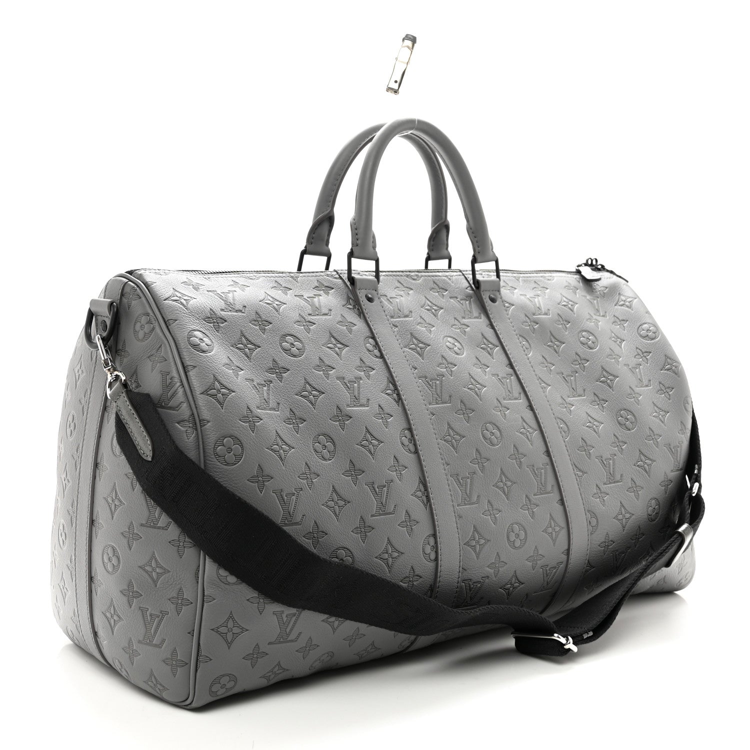 Louis Vuitton Calfskin Monogram Shadow Keepall Bandouliere 50 Anthracite Gray 2 of 8