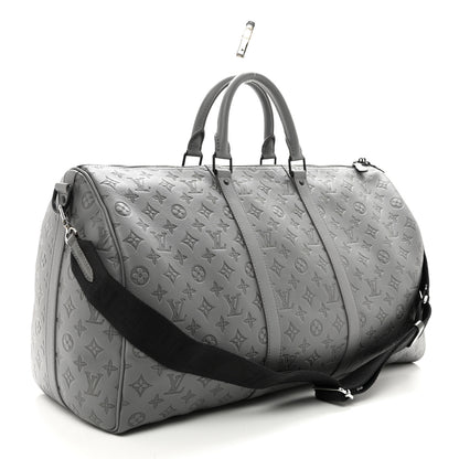 Louis Vuitton Calfskin Monogram Shadow Keepall Bandouliere 50 Anthracite Gray 2 of 8