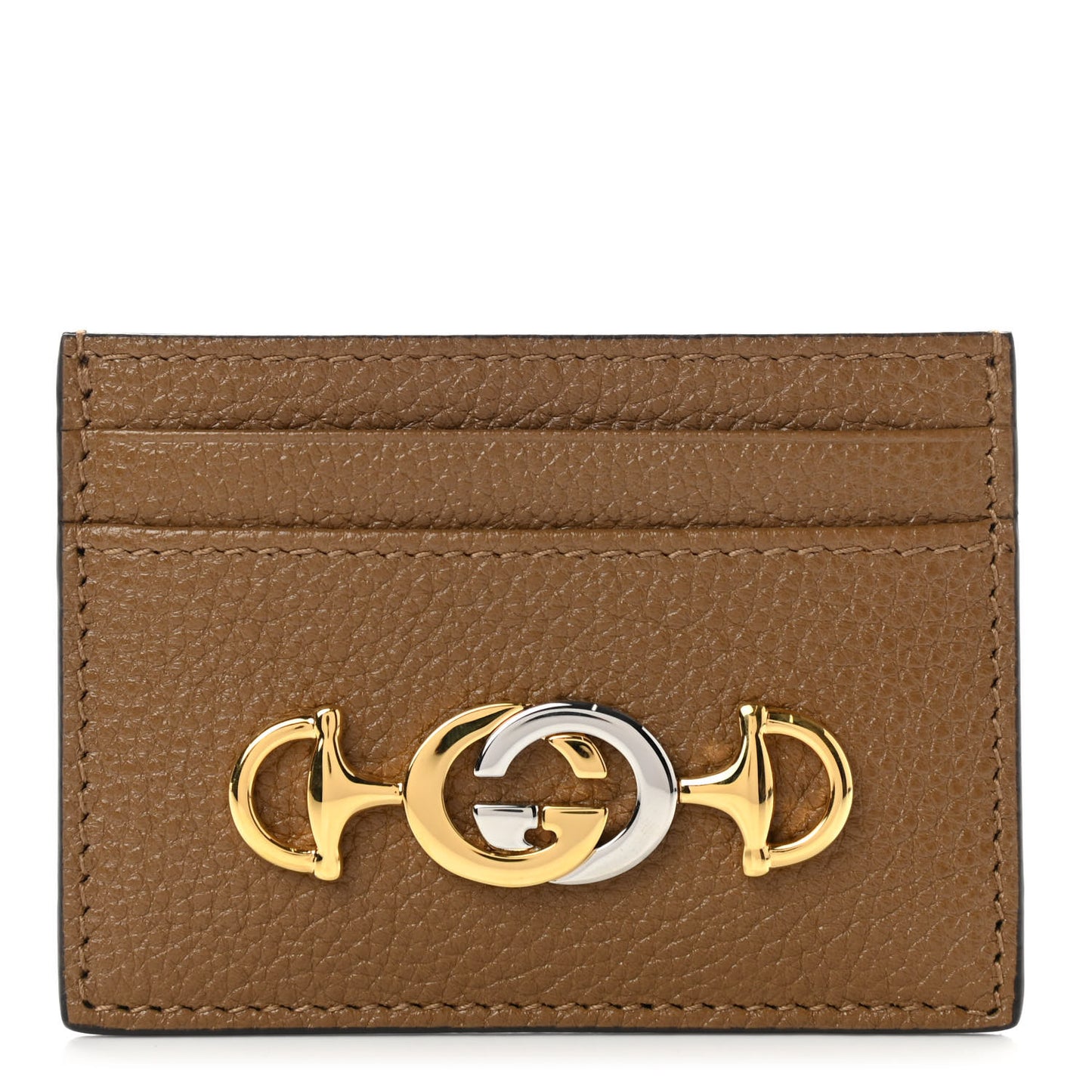 Grainy Calfskin Zumi Card Holder Friky Taupe