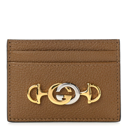 Gucci Grainy Calfskin Zumi Card Holder Friky Taupe 1 of 6
