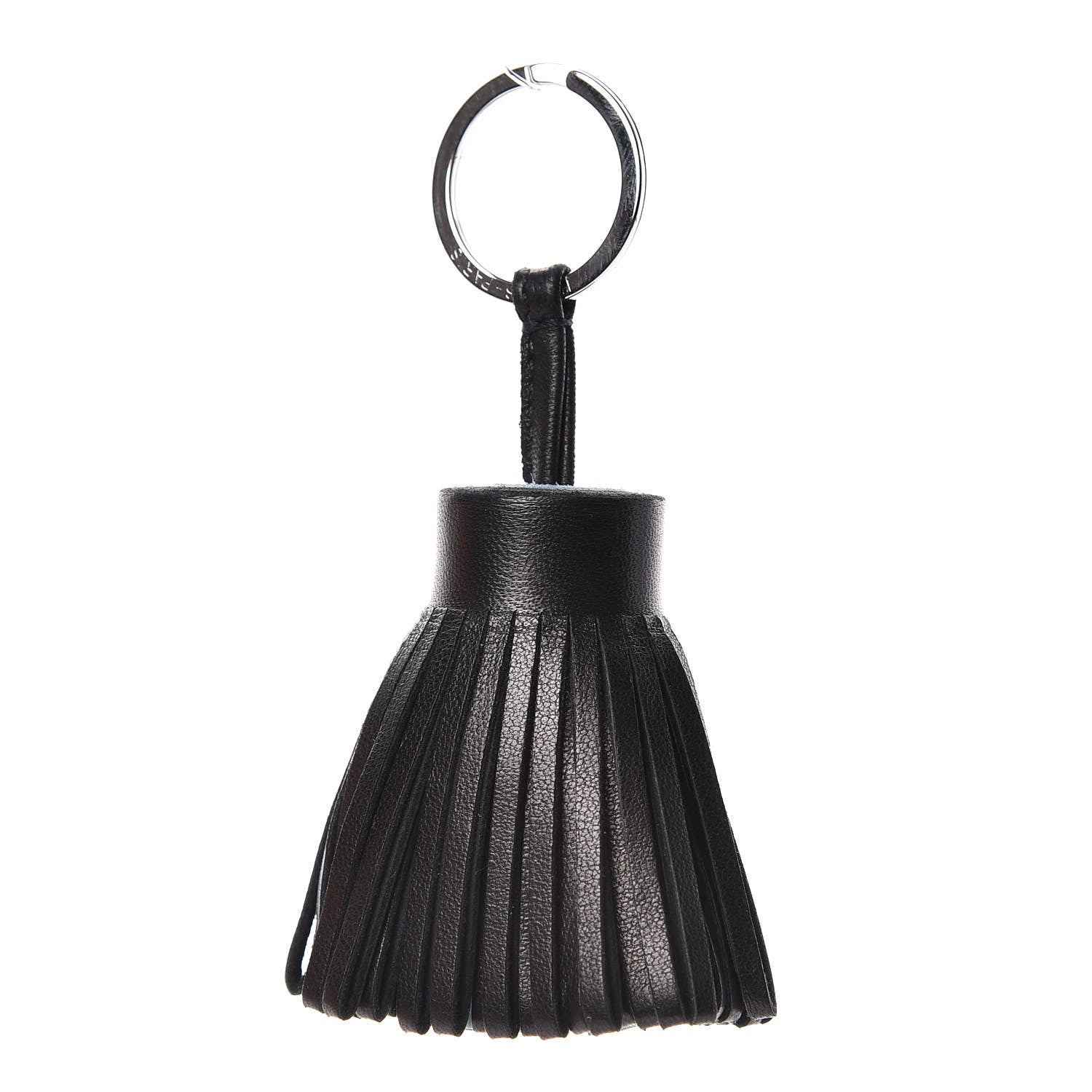 Hermes Lambskin Bi-Color Carmen Tassel Key Holder Black Bleu LIn 1 of 7