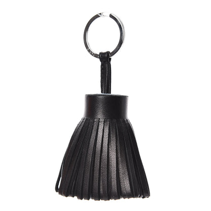 Hermes Lambskin Bi-Color Carmen Tassel Key Holder Black Bleu LIn 1 of 7