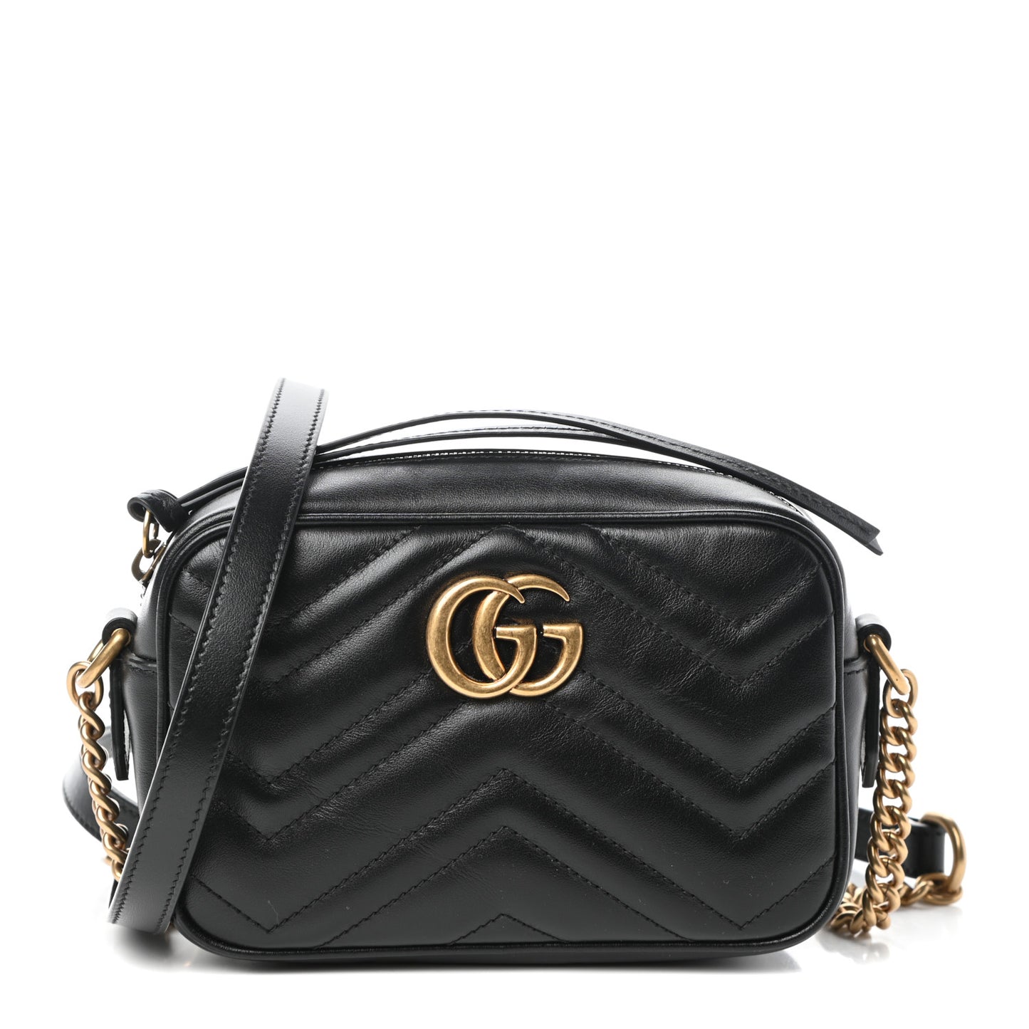 Calfskin Matelasse Mini GG Marmont Chain Shoulder Bag Black
