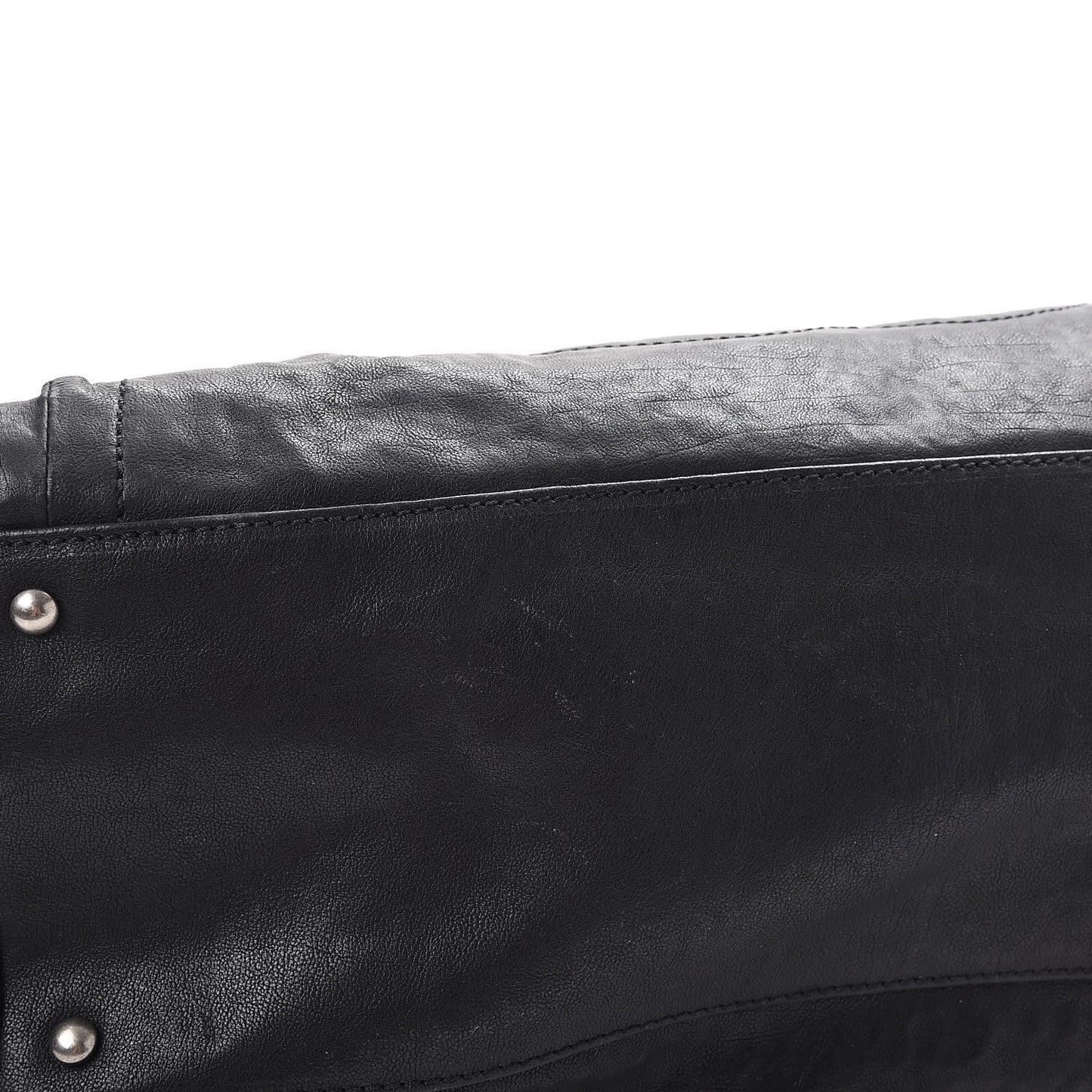 Glazed Calfskin East West Modern Chain Tote Black