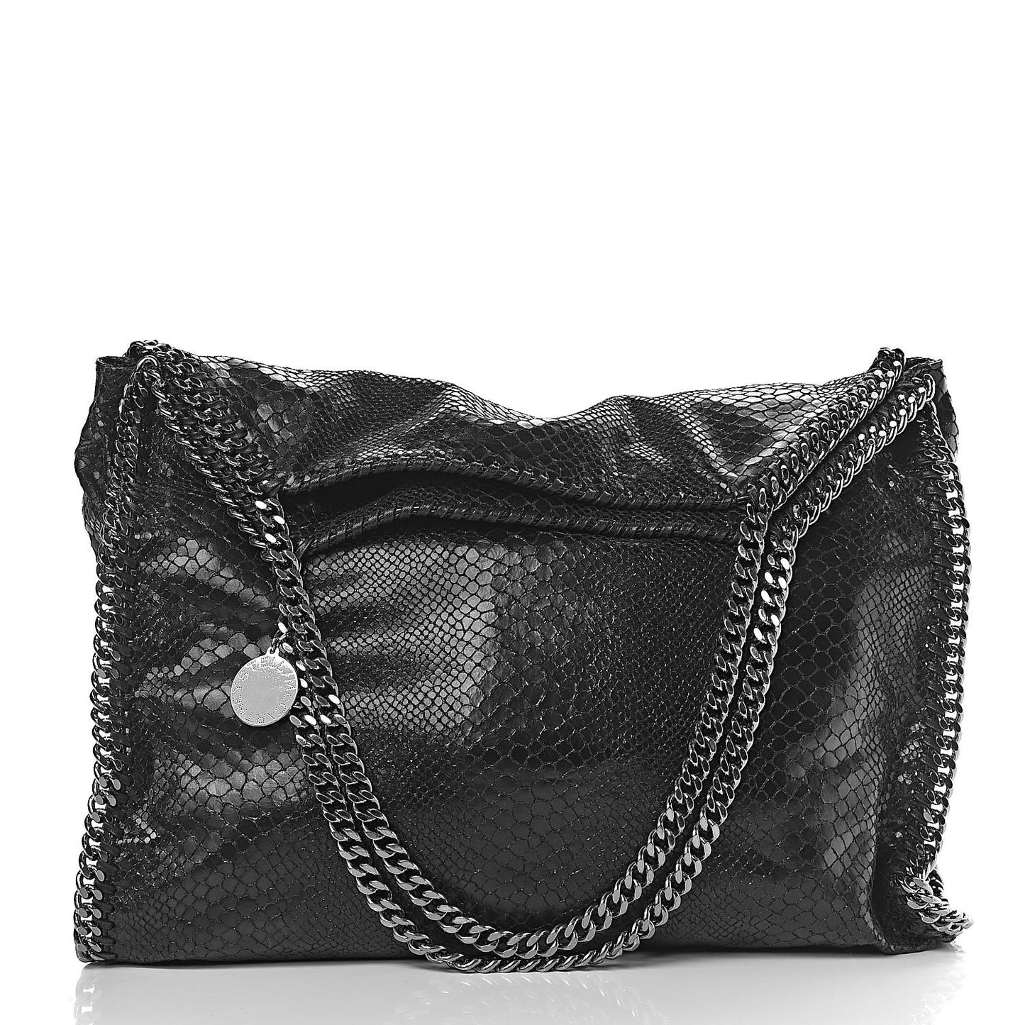 Snakeskin Effect Big Falabella Tote Black