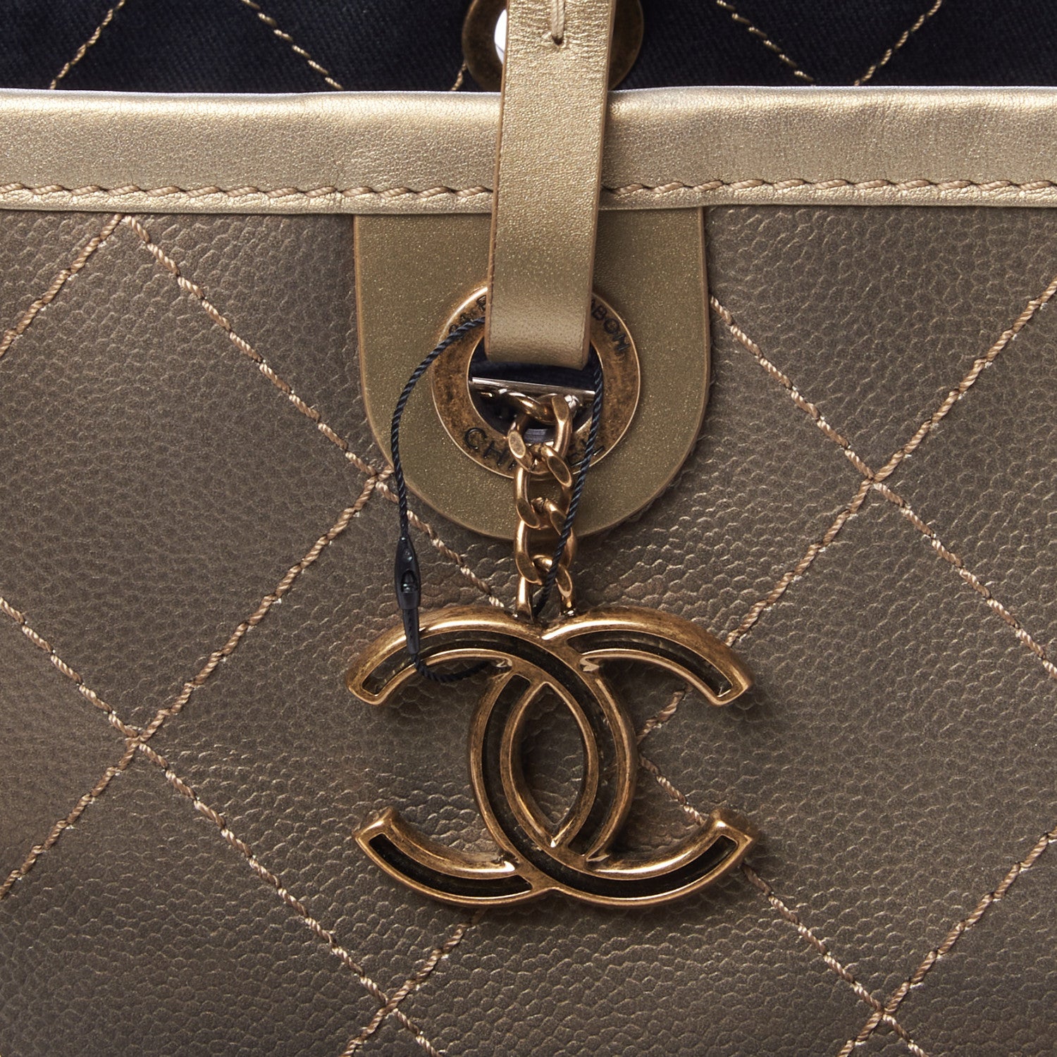 Chanel Grained Calfskin Large Shopping Fever Tote Gold 6 of 9