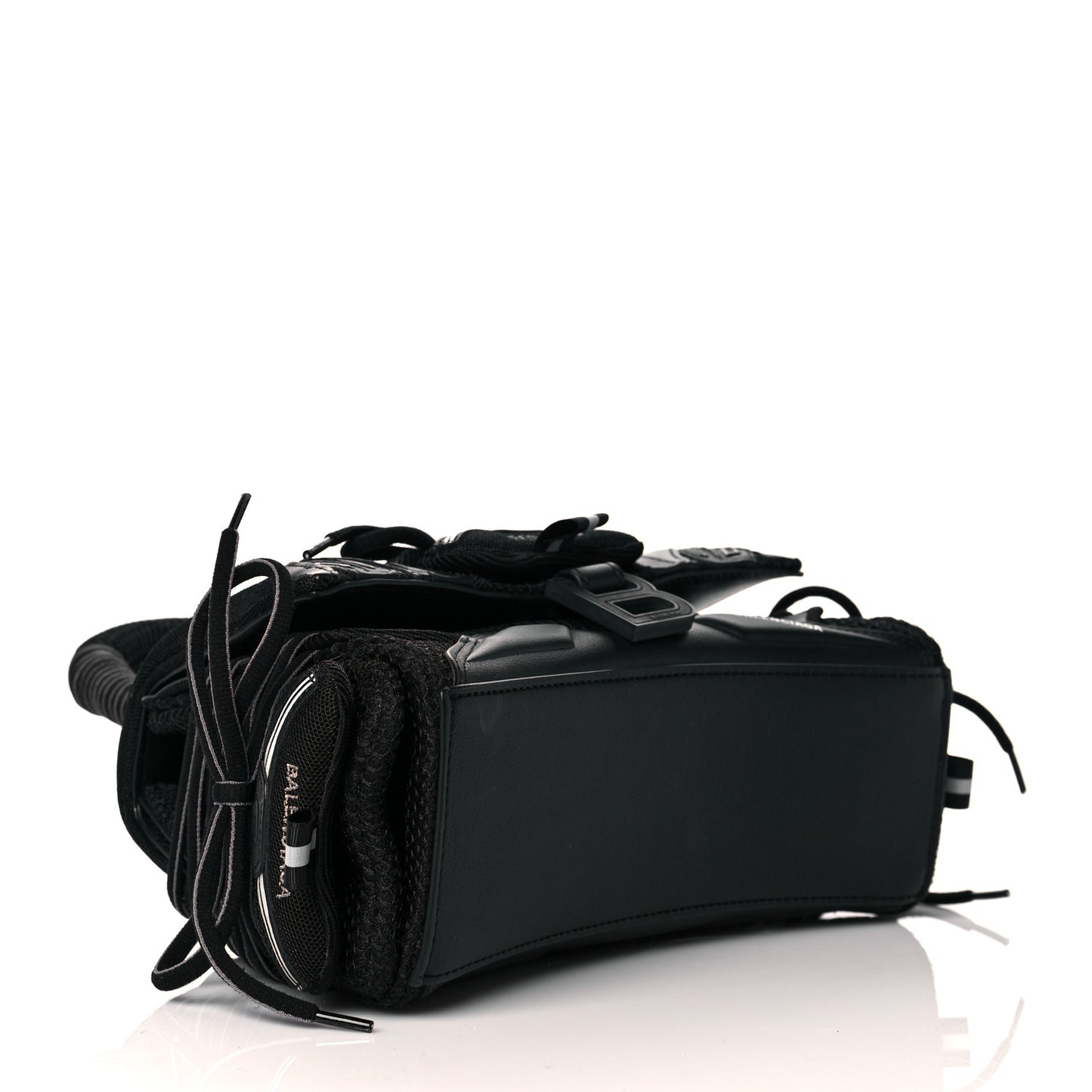 Faux Calfskin Fabric Small Sneakerhead Top Handle Bag Black