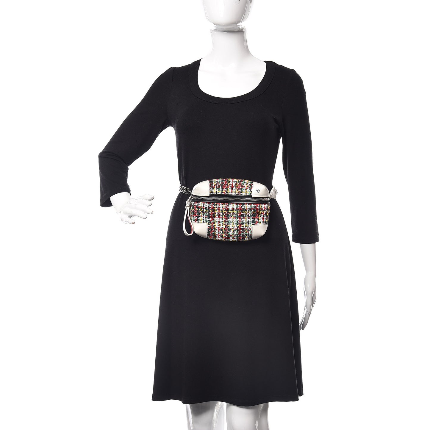 Tweed Calfskin Street Allure Waist Bag White Multicolor