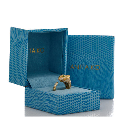 Anita Ko 18K Yellow Gold Diamond Tsavorite Double Headed Panther Ring 2.25 9 of 9