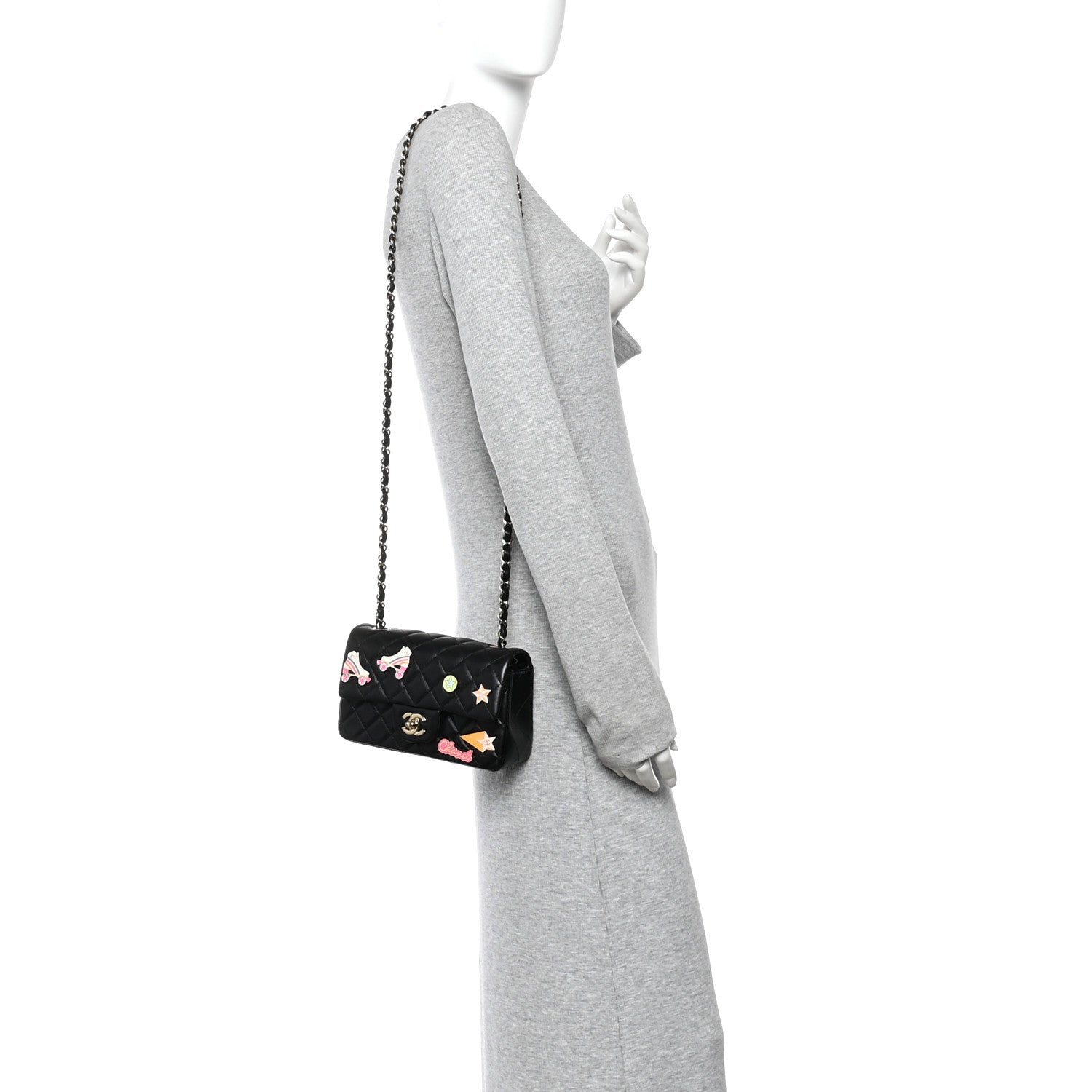 Chanel Lambskin Quilted Hollywood Charms Mini Rectangular Flap Black 2 of 11