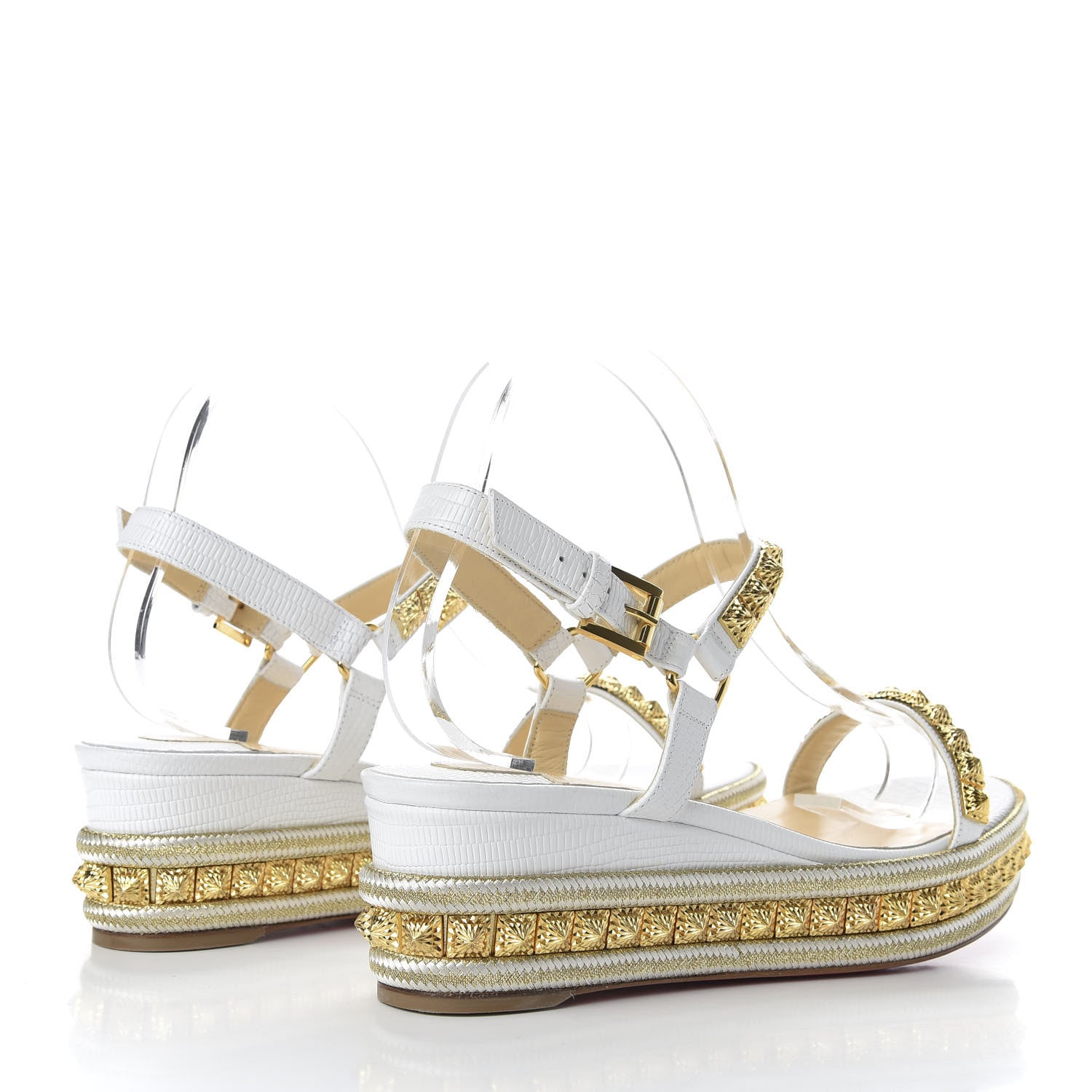 Christian Louboutin Calfskin Zarli Pyraclou 60 Platform Sandals 40 White 4 of 8