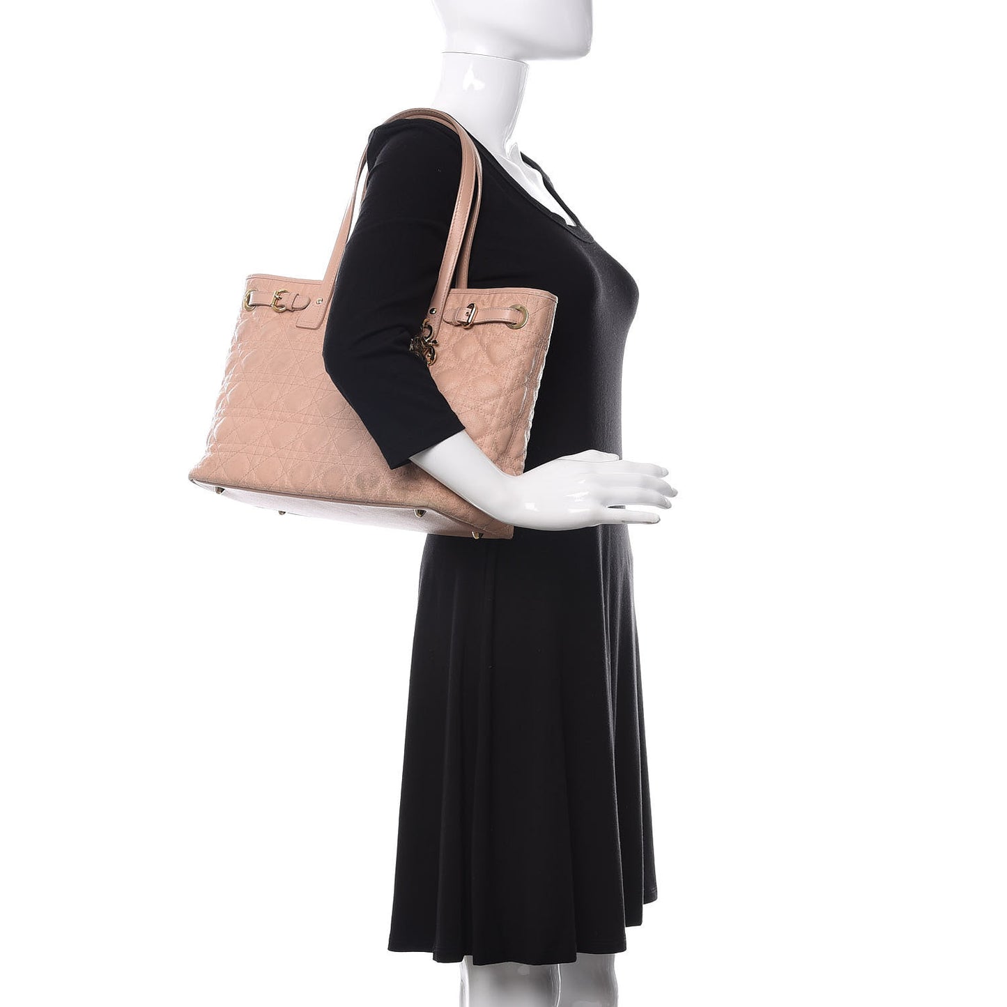 Coated Canvas Cannage Small Panarea Tote Beige