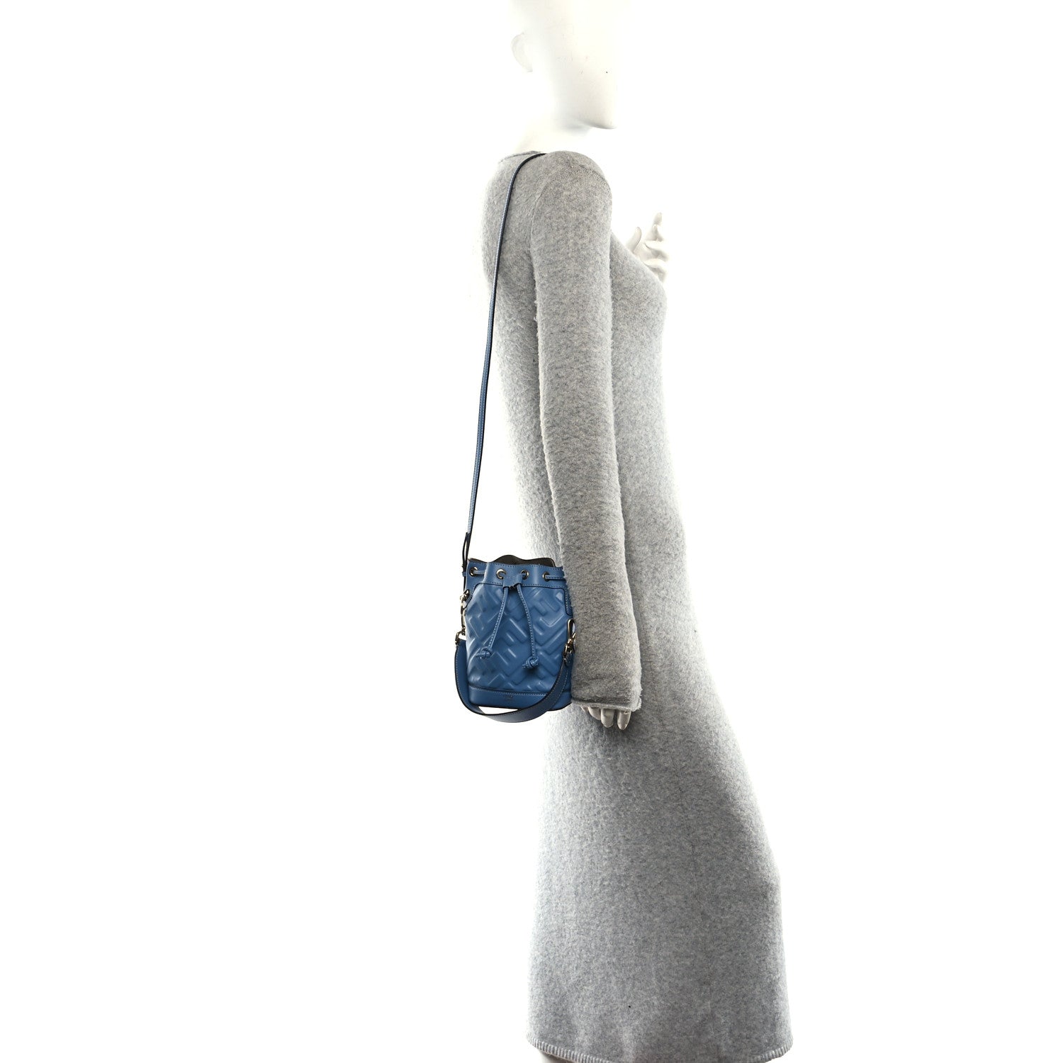 Fendi Vitello Liberty F is Fendi FF 1974 Embossed Mini Mon Tresor Bucket Bag Nebula 2 of 10