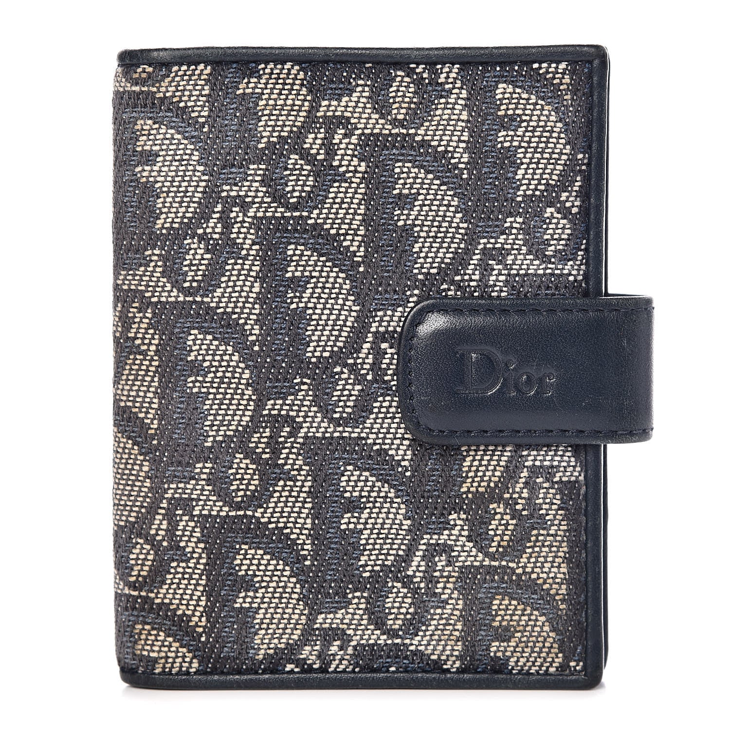 Christian Dior Monogram Compact Wallet Navy 1 of 7