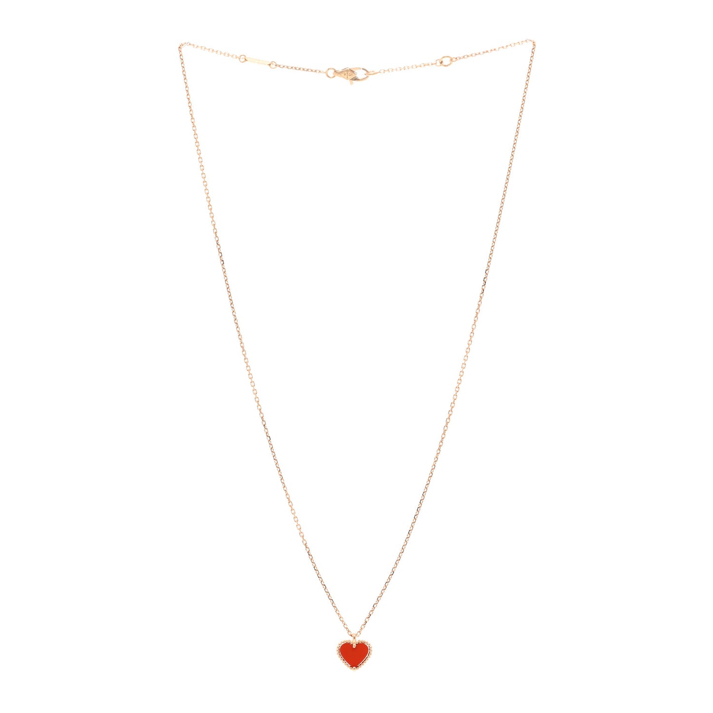 18k Rose Gold Carnelian Sweet Alhambra Heart Pendant Necklace