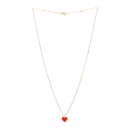 Van Cleef & Arpels 18k Rose Gold Carnelian Sweet Alhambra Heart Pendant Necklace 3 of 5