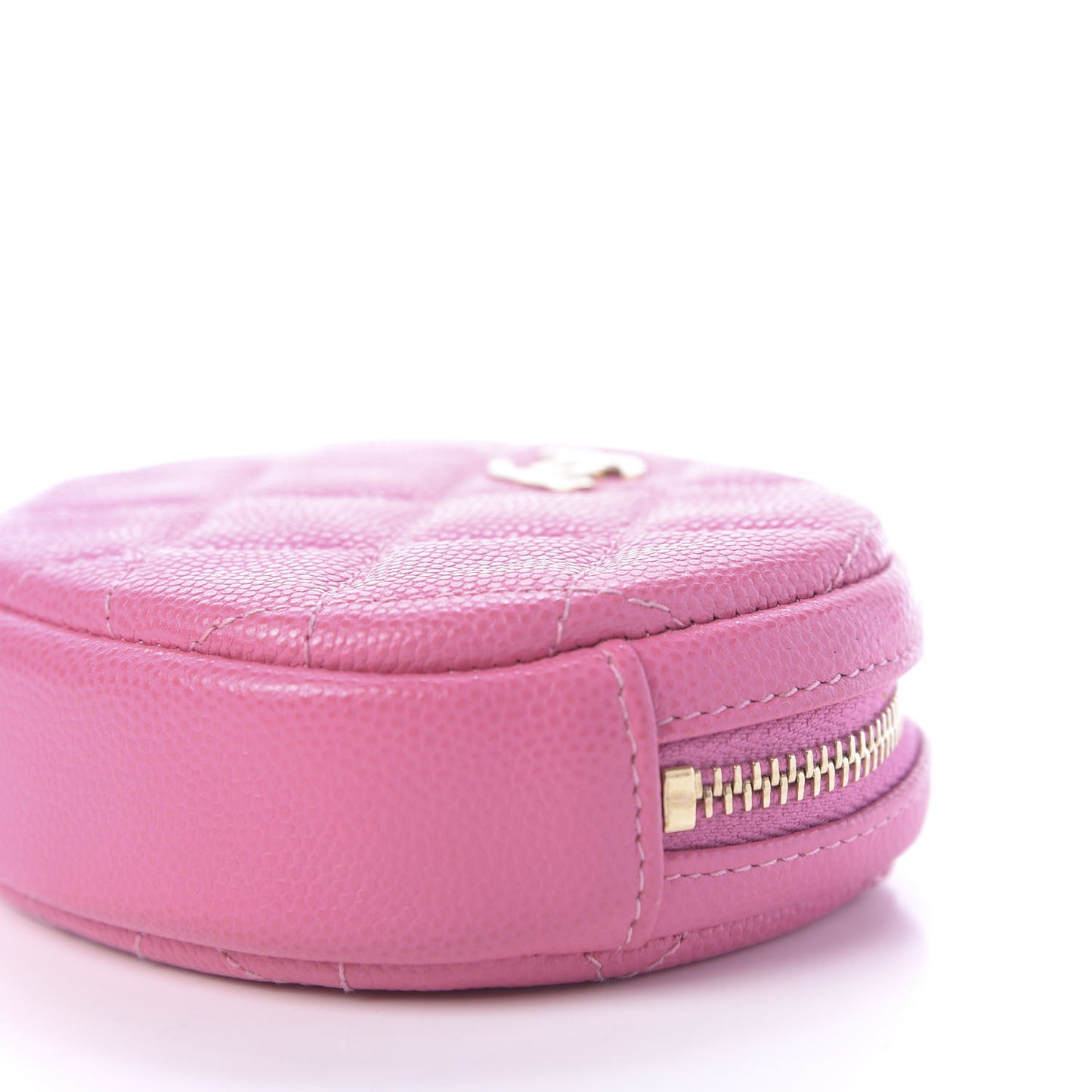 Shiny Caviar Quilted Zip Around Classic Coin Purse Pink
