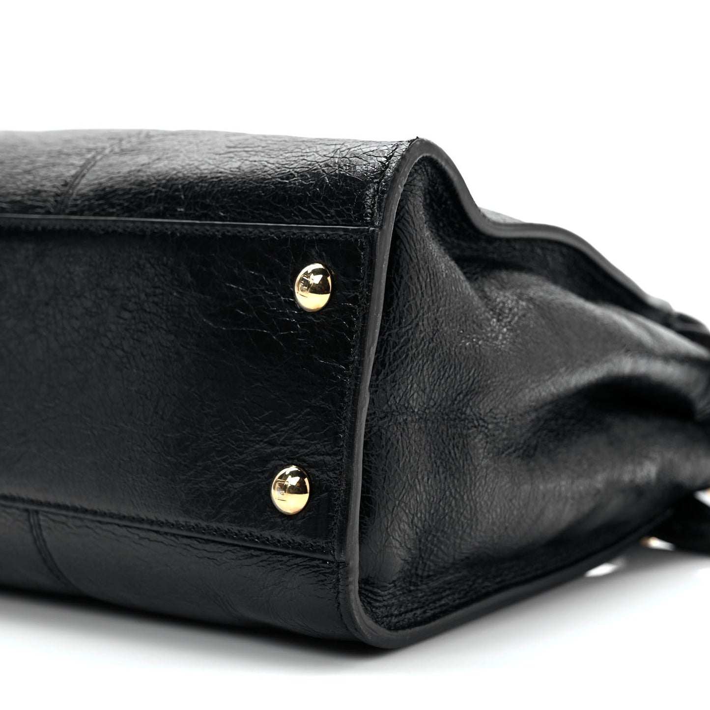 Agnello Old Shine Medium Peekaboo Iconic Satchel Black