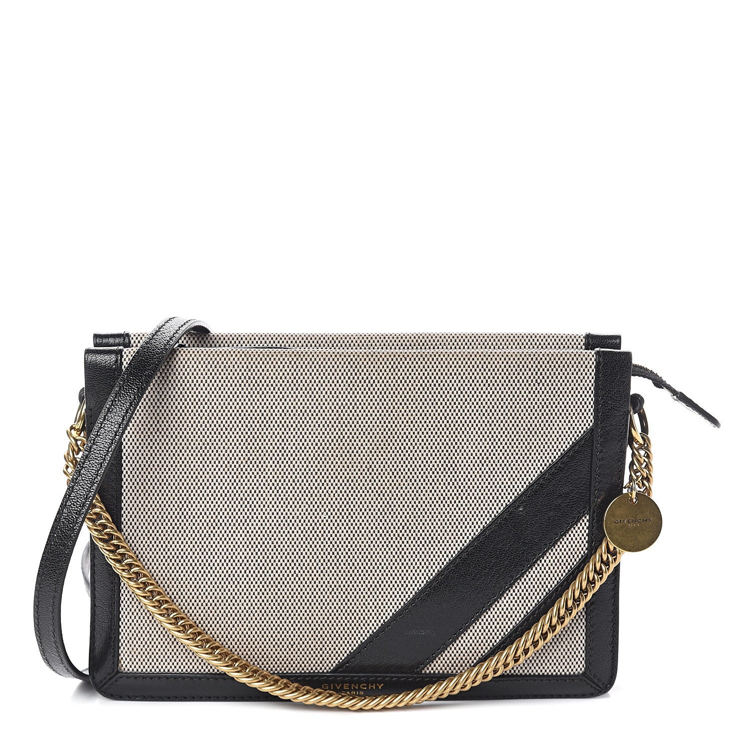 Givenchy Suede Calfskin Canvas GV Cross Shoulder Bag Black 1 of 9