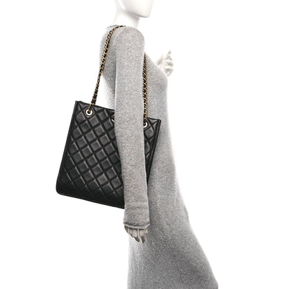 Chanel Caviar Quilted Sweet Vertical Shopping Tote Black 3 of 10
