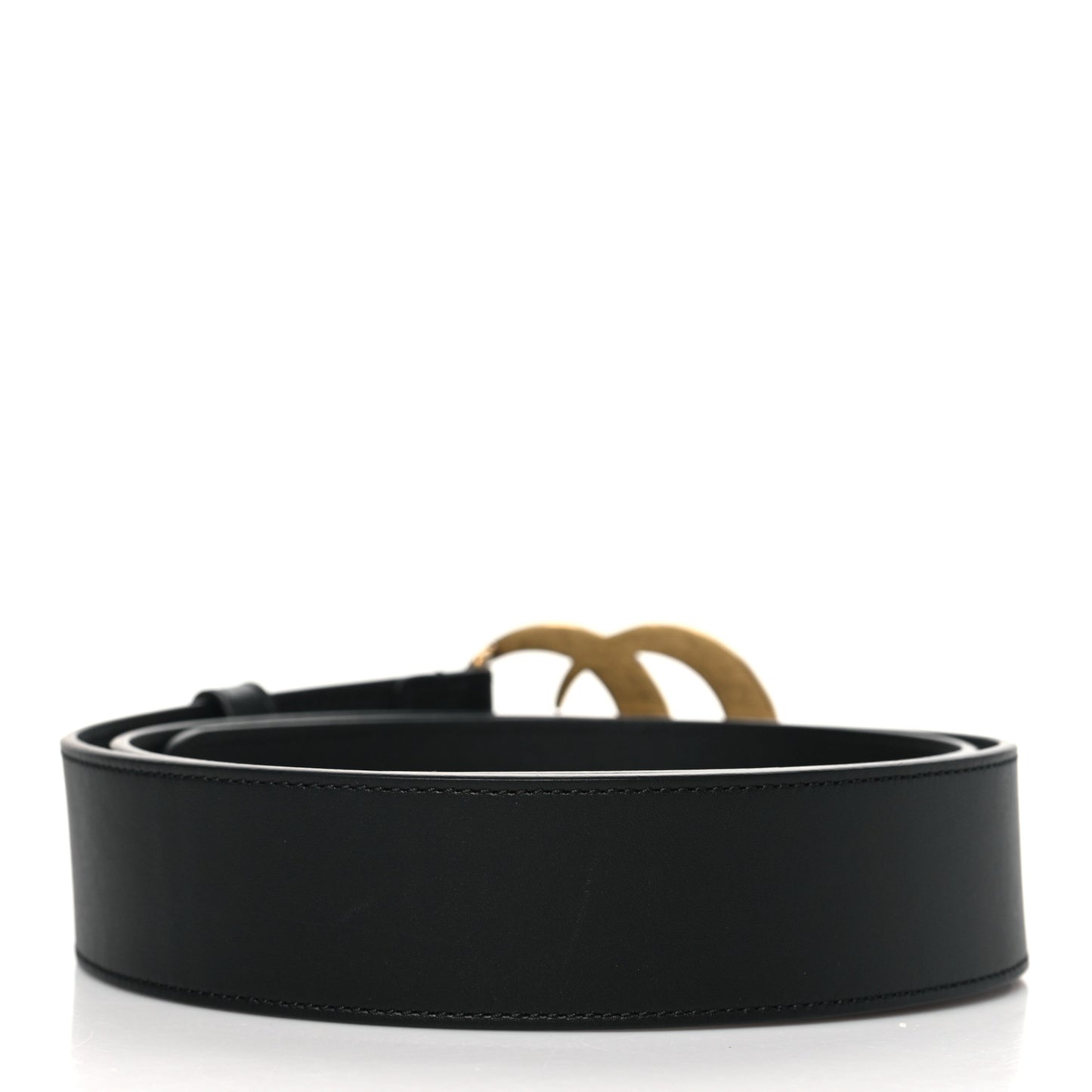 Moon Calfskin Pearl Double G 40mm Belt 95 38 Black Cream