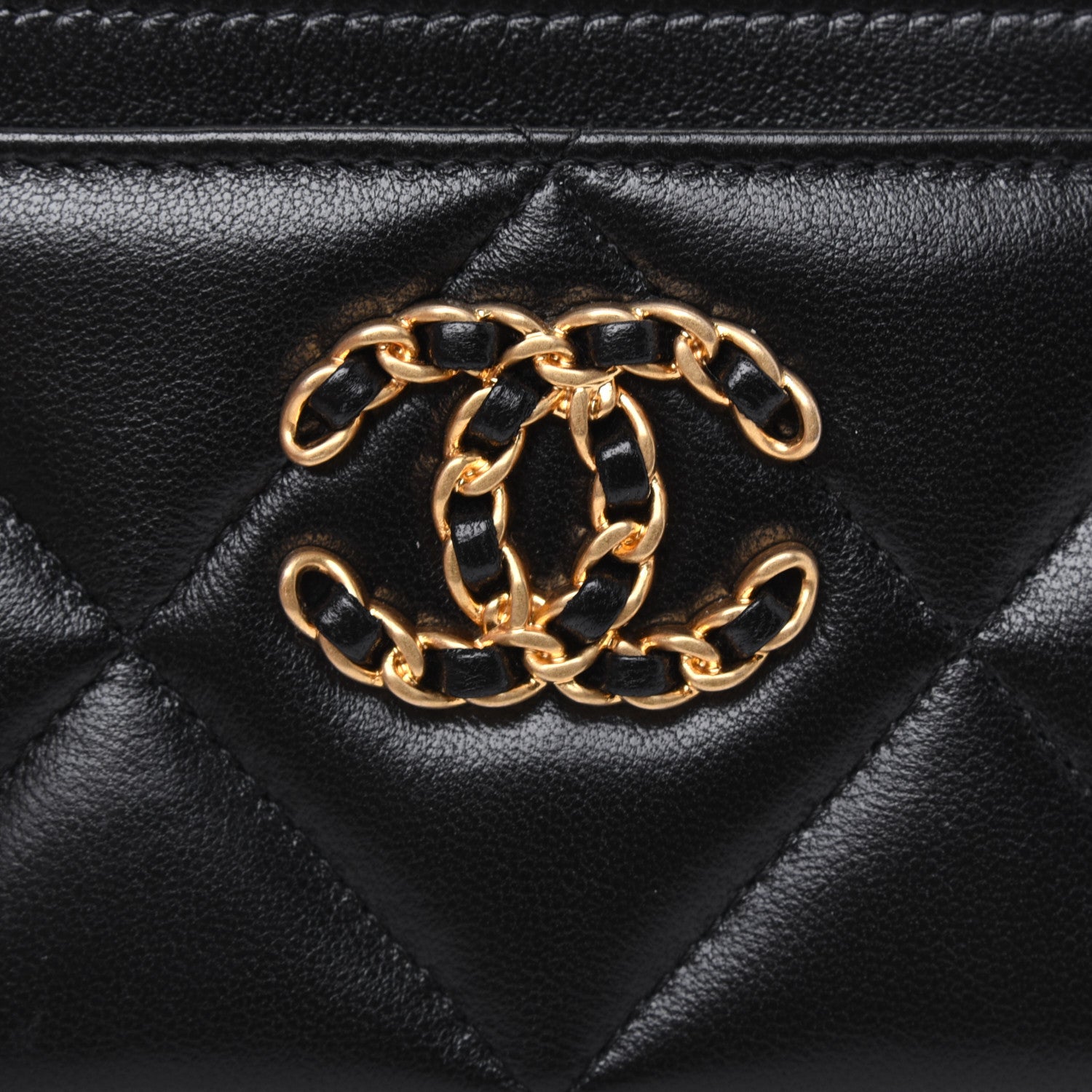 Chanel Lambskin Quilted Chanel 19 Card Holder Black 13 of 14