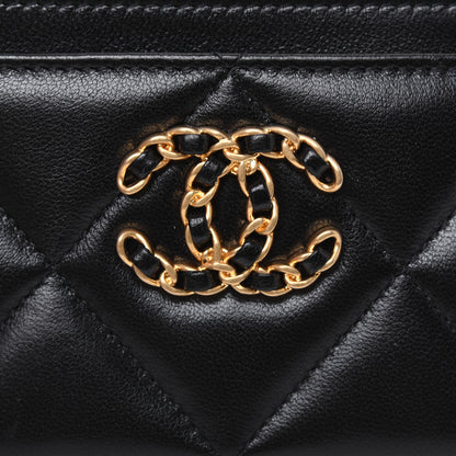 Chanel Lambskin Quilted Chanel 19 Card Holder Black 13 of 14