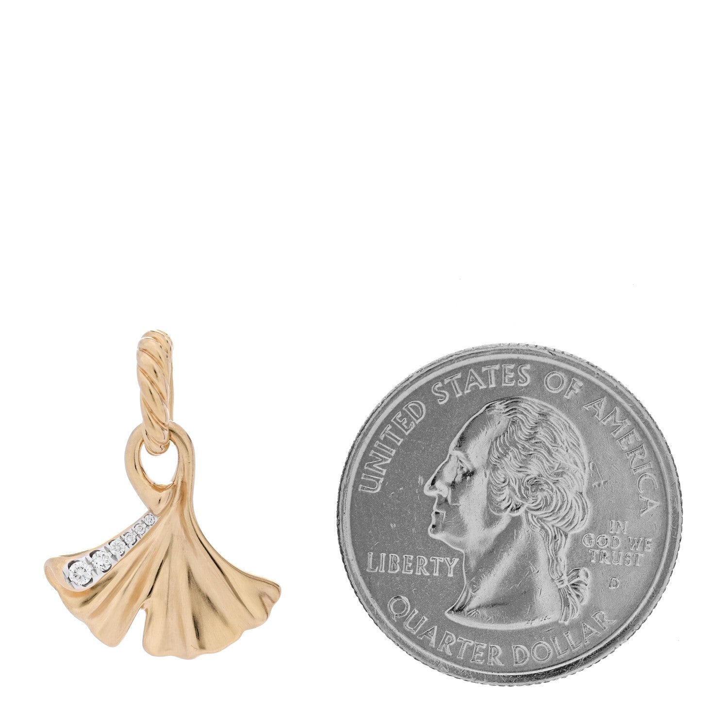 David Yurman 18K Yellow Gold Diamond Gingko Amulet Pendant 2 of 4