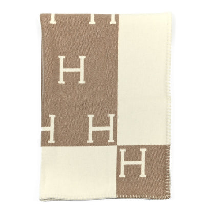 Hermes Wool Cashmere Avalon Baby Blanket Noisette Moyen White 1 of 4