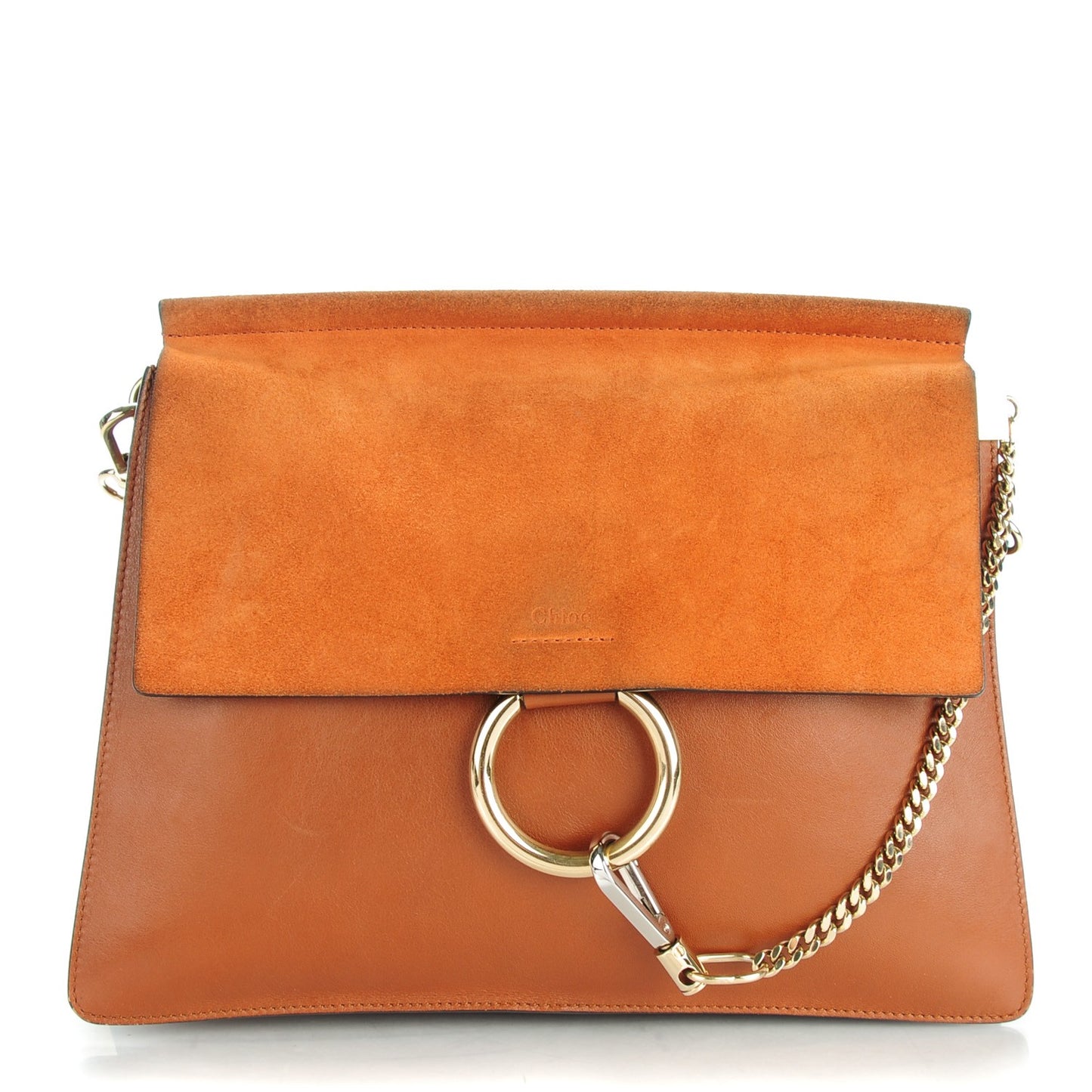 Suede Calfskin Medium Faye Shoulder Bag Tobacco