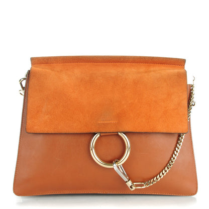 Chloe Suede Calfskin Medium Faye Shoulder Bag Tobacco 1 of 8
