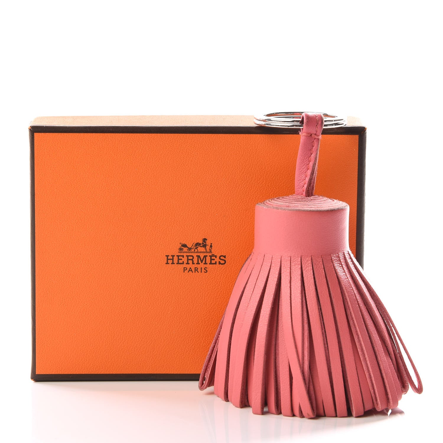 Hermes Lambskin Carmen Tassel Key Holder Rose Azalee 5 of 5