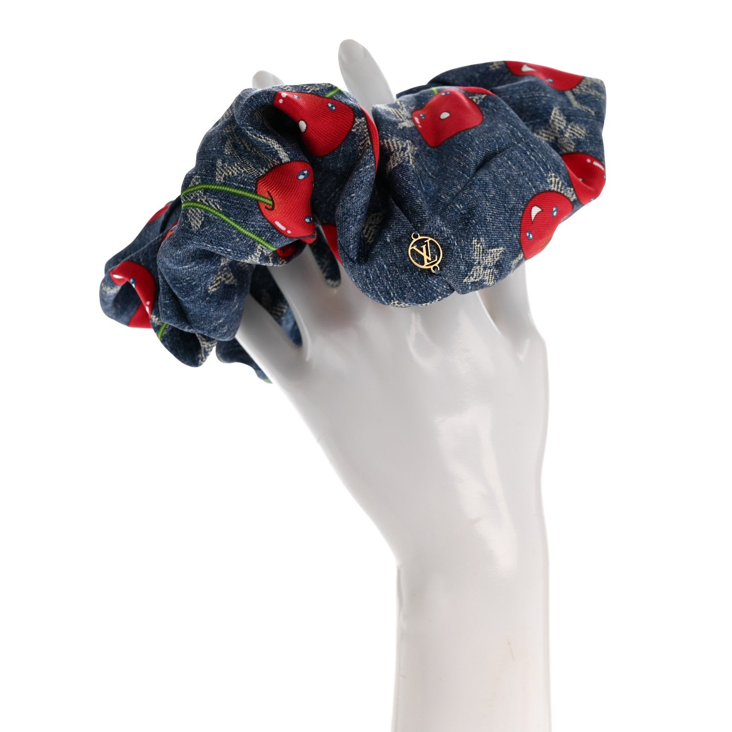 Louis Vuitton LV X TM Monogram Cerises Silk Scrunchie Blue 2 of 5