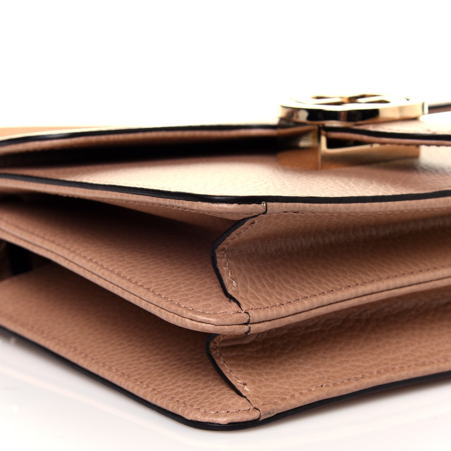 Dollar Calfskin Small Interlocking G Shoulder Bag Camelia