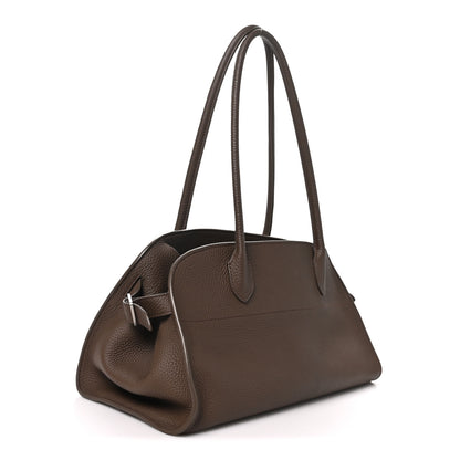 The Row Matte Grained Calfskin Margaux Shoulder 12  Dark Olive 3 of 9
