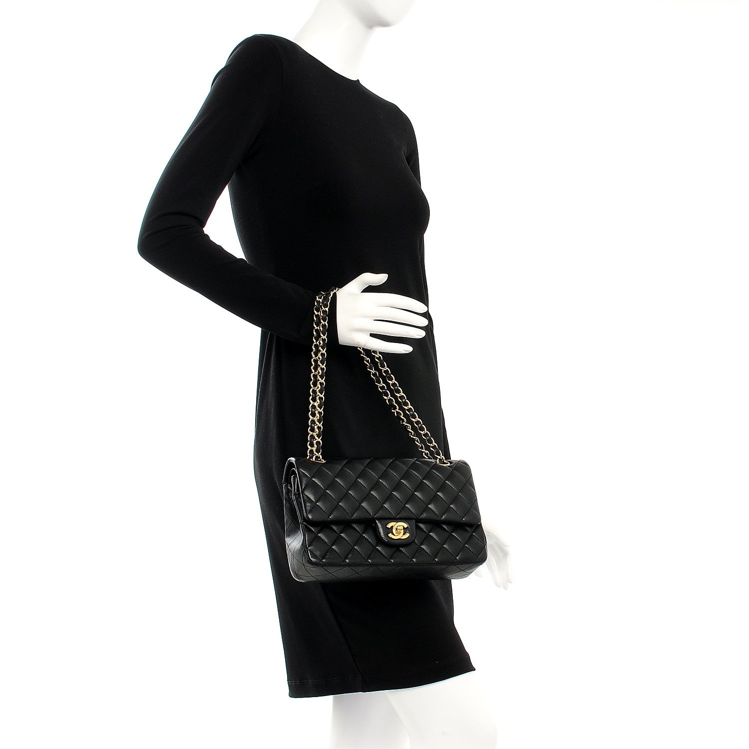 Chanel Lambskin Quilted Medium Double Flap Black 2 of 8
