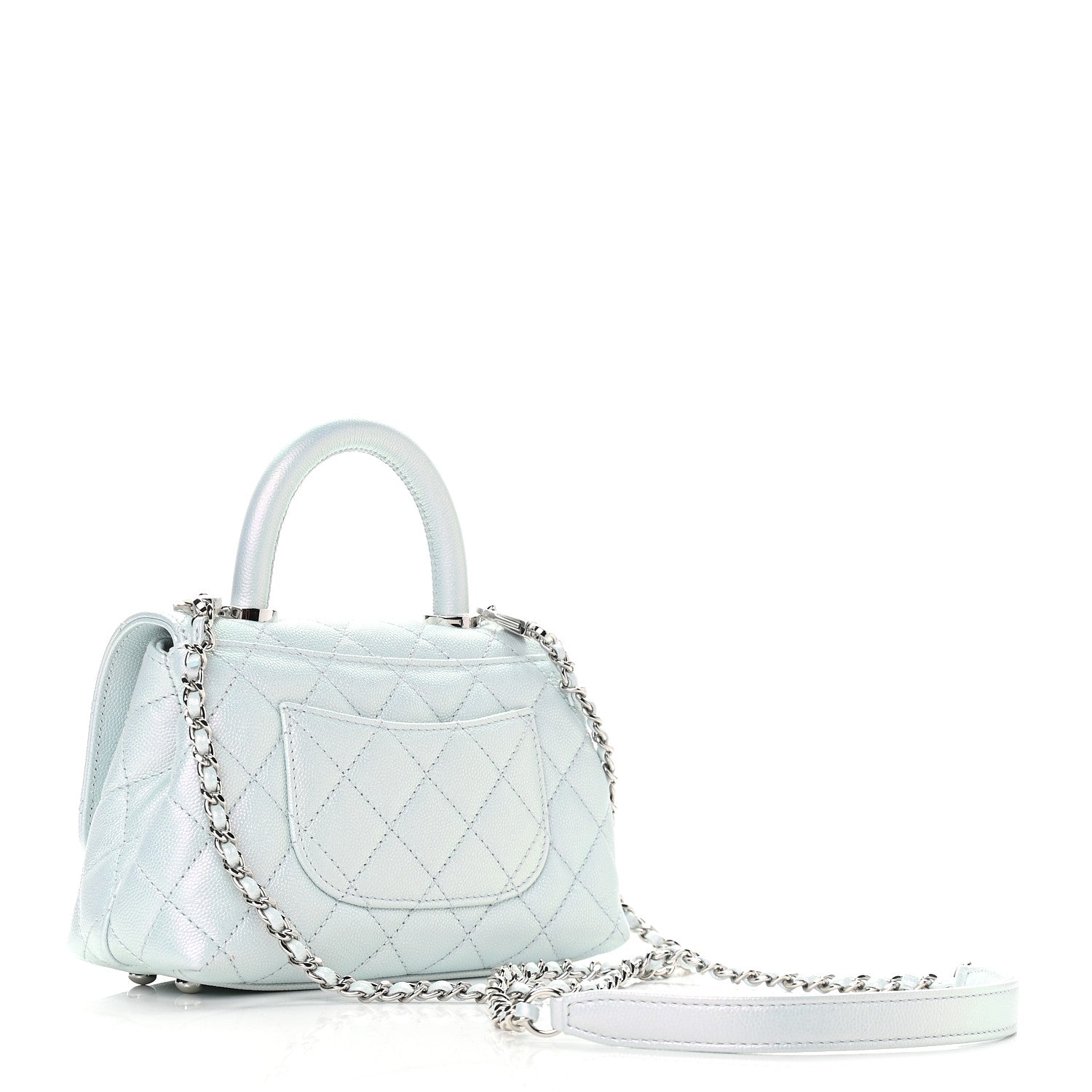 Chanel Iridescent Caviar Quilted Extra Mini Coco Handle Flap Light Blue 2 of 8