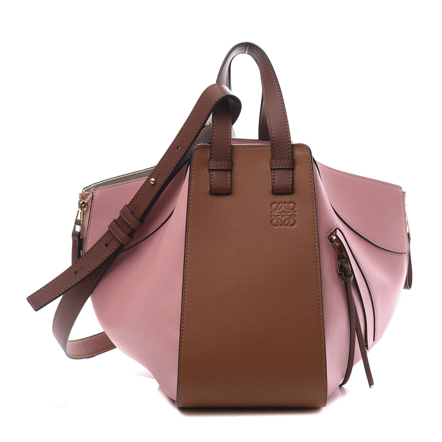 Calfskin Small Hammock Shoulder Bag Pastel Pink Tan