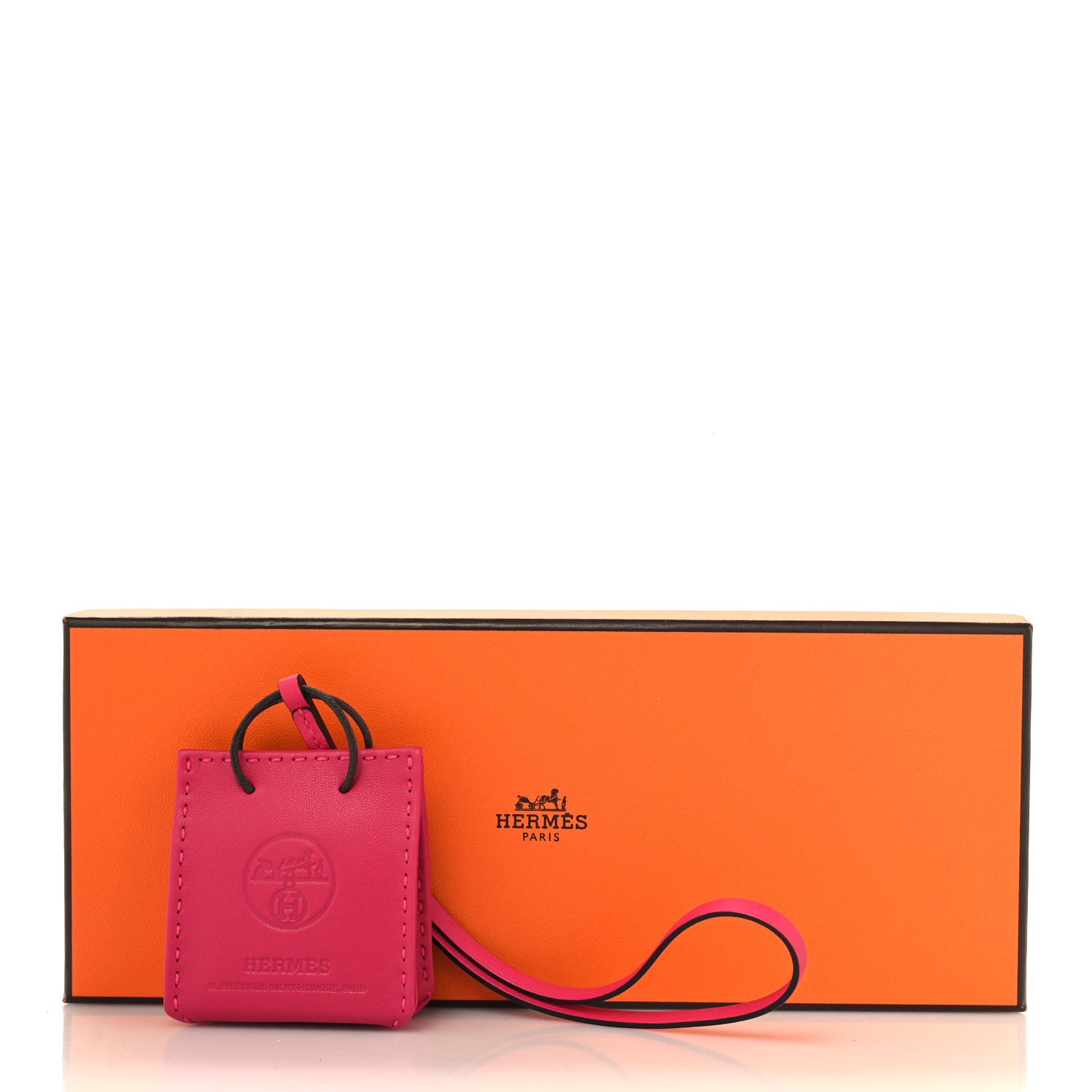 Hermes Milo Lambskin Swift Shopping Bag Charm Rose Mexico 4 of 4