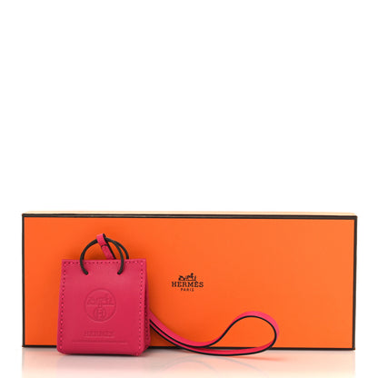 Hermes Milo Lambskin Swift Shopping Bag Charm Rose Mexico 4 of 4