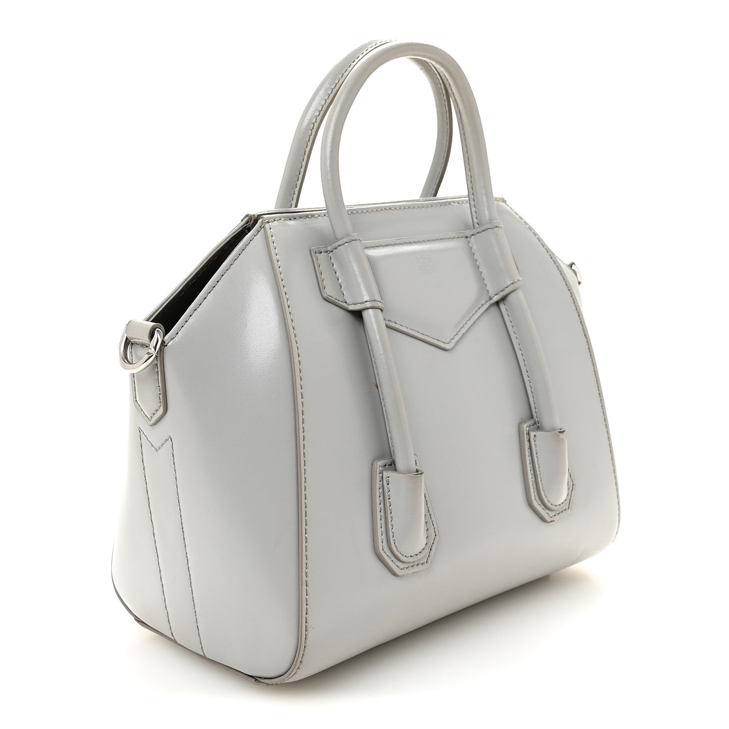 Box Calfskin Mini Lock Antigona Shoulder Bag Medium Grey