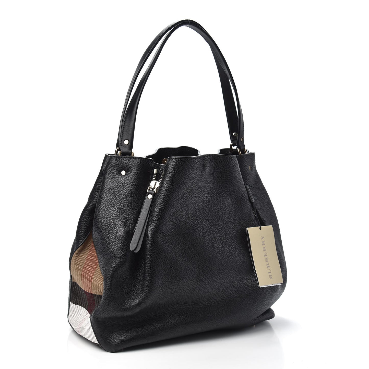 Grainy Calfskin House Check Medium Maidstone Black