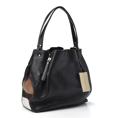 Burberry Grainy Calfskin House Check Medium Maidstone Black 3 of 9